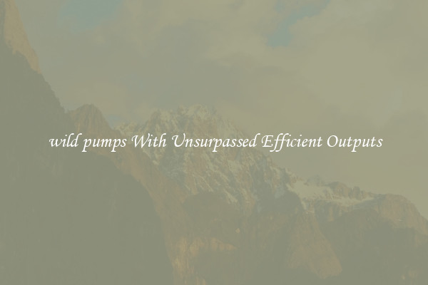 wild pumps With Unsurpassed Efficient Outputs