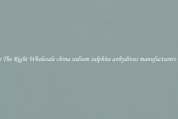 Source The Right Wholesale china sodium sulphite anhydrous manufacturers Online