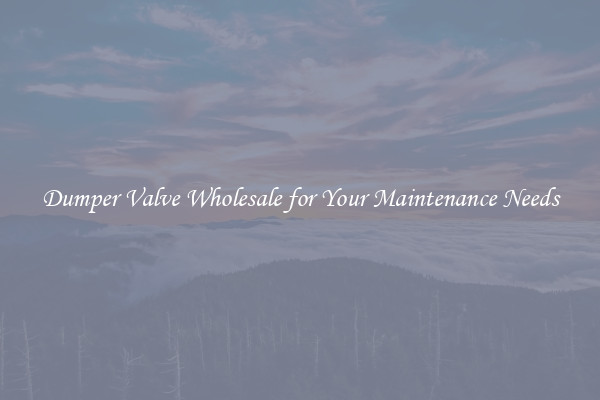 Dumper Valve Wholesale for Your Maintenance Needs